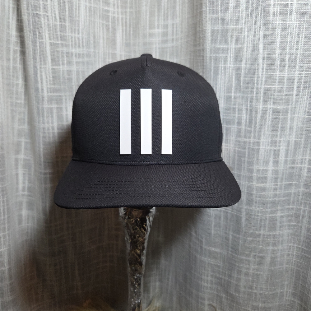 adidas Black Cap with White Stripes